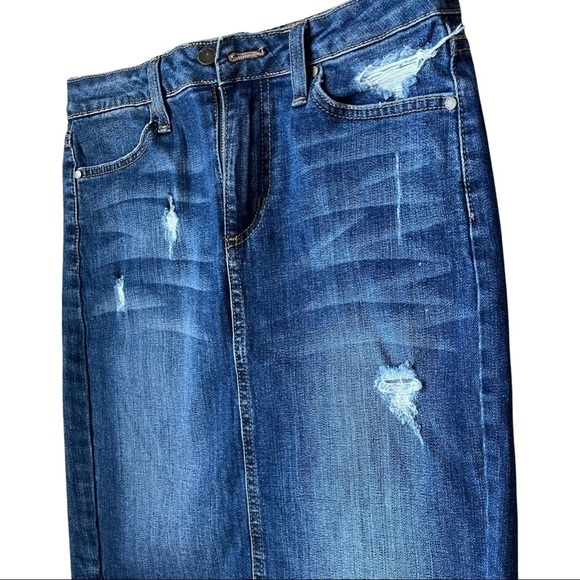 JustBlack Denim Pencil Skirt Distressed LIKE NEW - Picture 2 of 8
